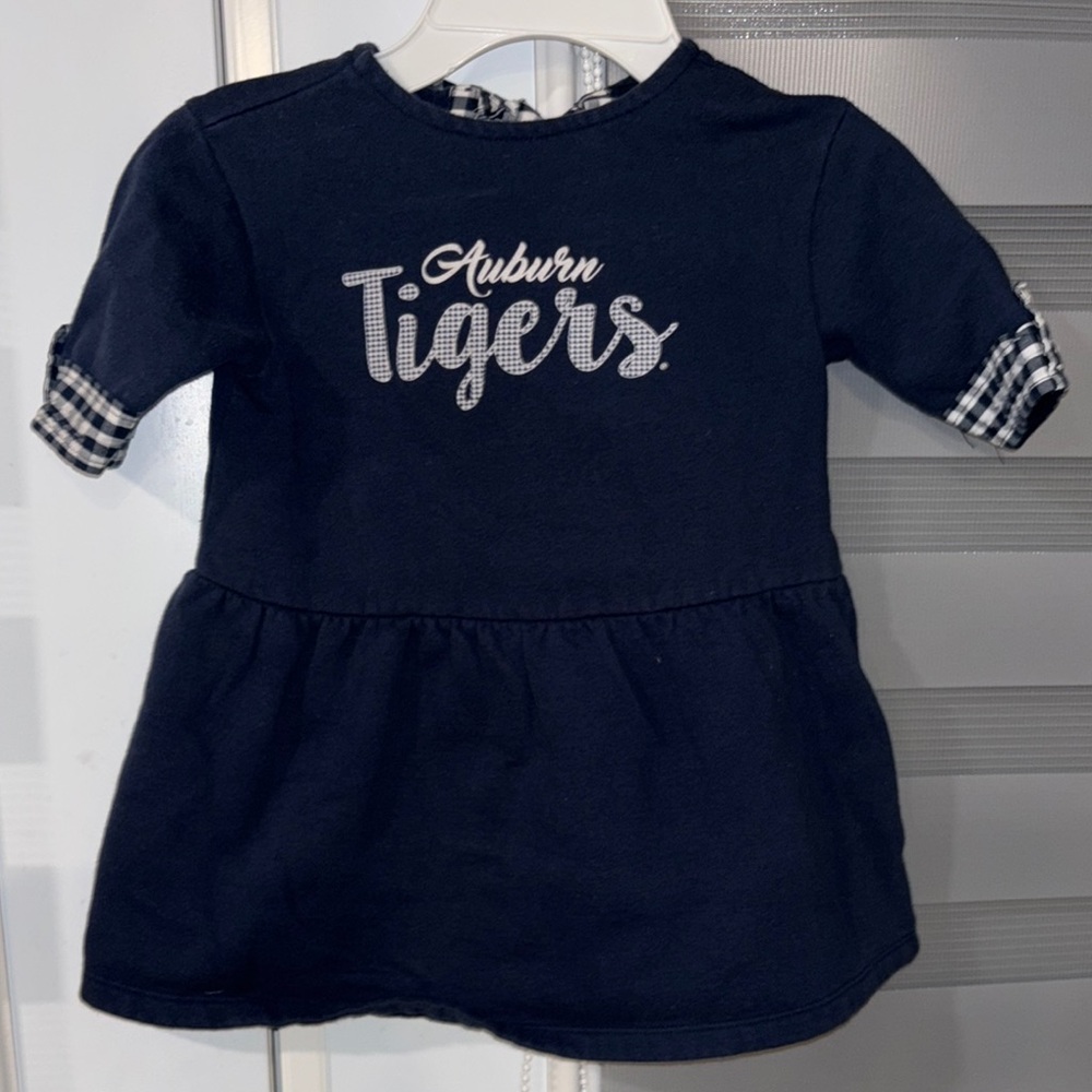 Navy Dress with Checkered Accents